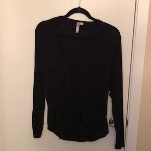 Black cotton criss-cross top